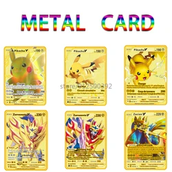 Cartes Pokemon françaises en métal, carte V, PIKACHU, carte de Collection Vmax dorée japonaise, cadeau de jeu pour enfants, nouvelle Collection 2021 