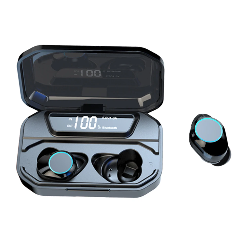 Bluetooth стереонаушники 5,0 Беспроводные спортивные наушники гарнитура с шумоподавителем IPX6 Водонепроницаемый светодиодный дисплей