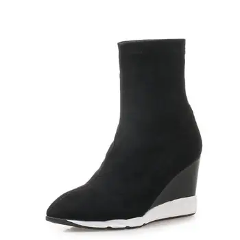 

Cow Suede Women's Winter Boots Snow Boots Women Round Toe Fur Ladies Flats Shoes Chain Short Boots Female Black Brown Chaussures