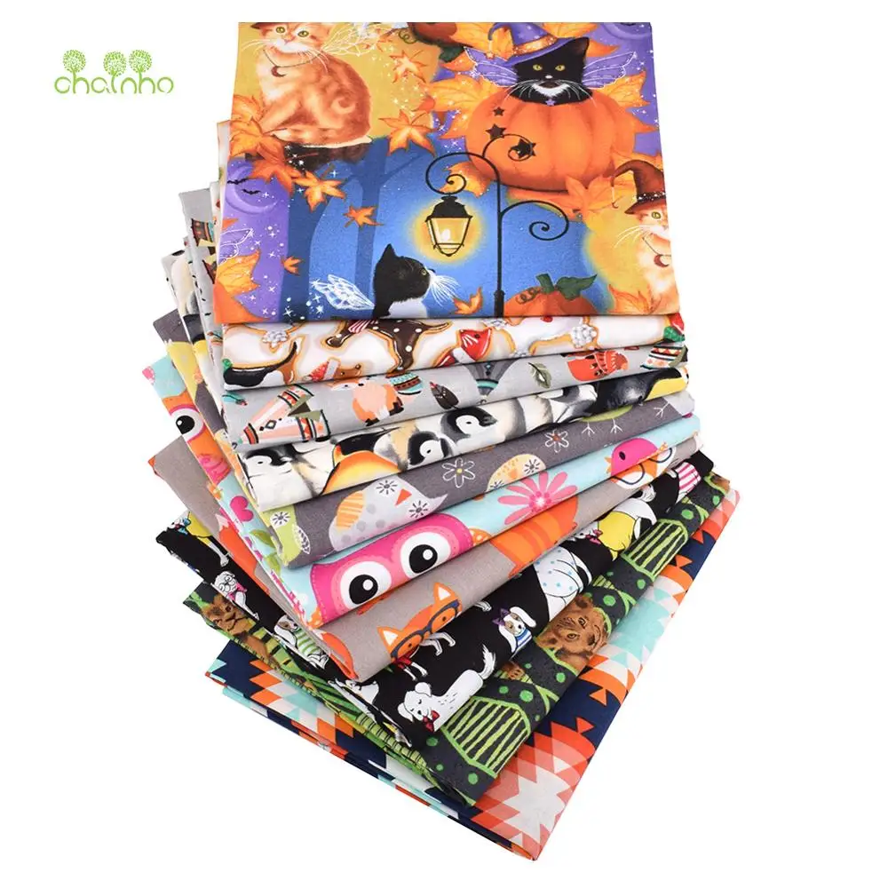 Halloween Color Series,Plain Cotton Fabric,Patchwork Cloth,10pcs/Lot Of Handmade DIY Quilting&Sewing Crafts,Cushion,Bag Material