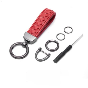 

Fashion New Leather Car KeyChain 360 Degree Circle Metal Buckle Colorful Key Chains Key Rings Holder Auto keychain Accessories
