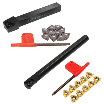 

1Pc Ser1212H16 Cnc Boring Bar Holder +10Pcs 16Er Ag60 Turning Inserts with Wrench & 1 Set Snr0013M16 Cnc Tool Holder Boring Bar
