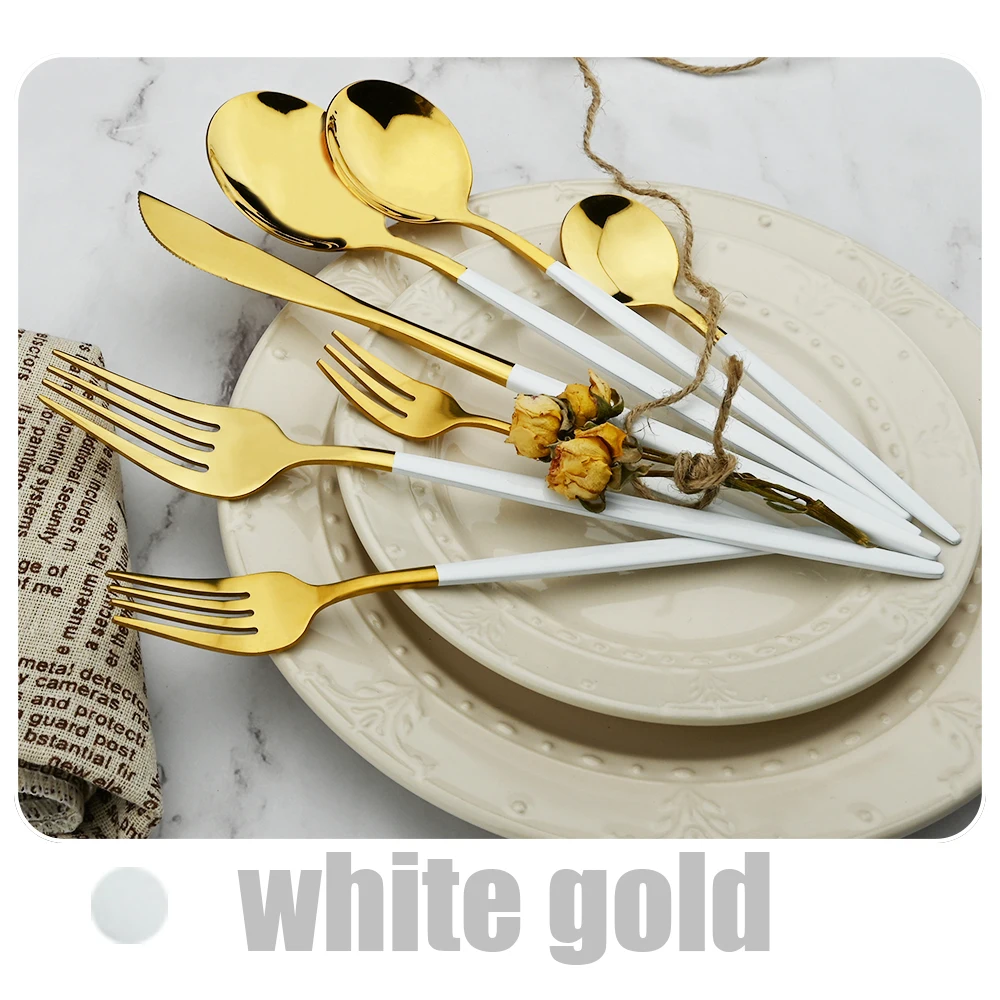 Description Picture 5 of item16pcs Stainless Steel Set Flatware Dinnerware Cutlery Mint Green Knives Fork Dessert Spoon Home Silverware Kitchen Tableware Set
