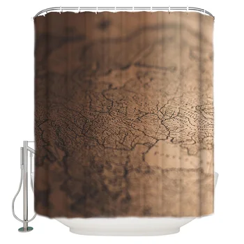 

Antique Map Shower Curtain Bathroom Curtain Polyester Fabric Bath Curtain Washable Home Bath Decor