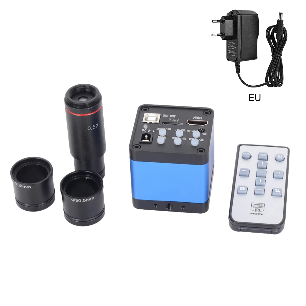 eu plug 41MP 1080P HDMI 30 мм 30,5 мм объектив адаптер окуляра объектив для камеры промышленный микроскоп электронный 0.5X адаптер для окуляра CLH@ 8 - Цвет: eu plug