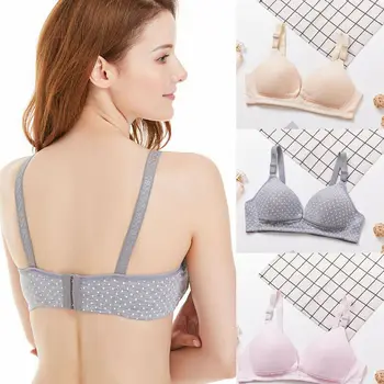 

Women Breathable Nursing Dot Bra Underwear Maternity Feeding Front Buckles Tops