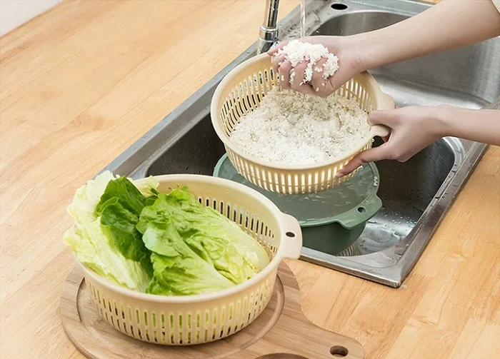 Высококачественная двухслойная корзина для мытья овощей, корзина для капель, портативная кухонная пластиковая пустотелая корзина для слива, Многофункциональная Корзина