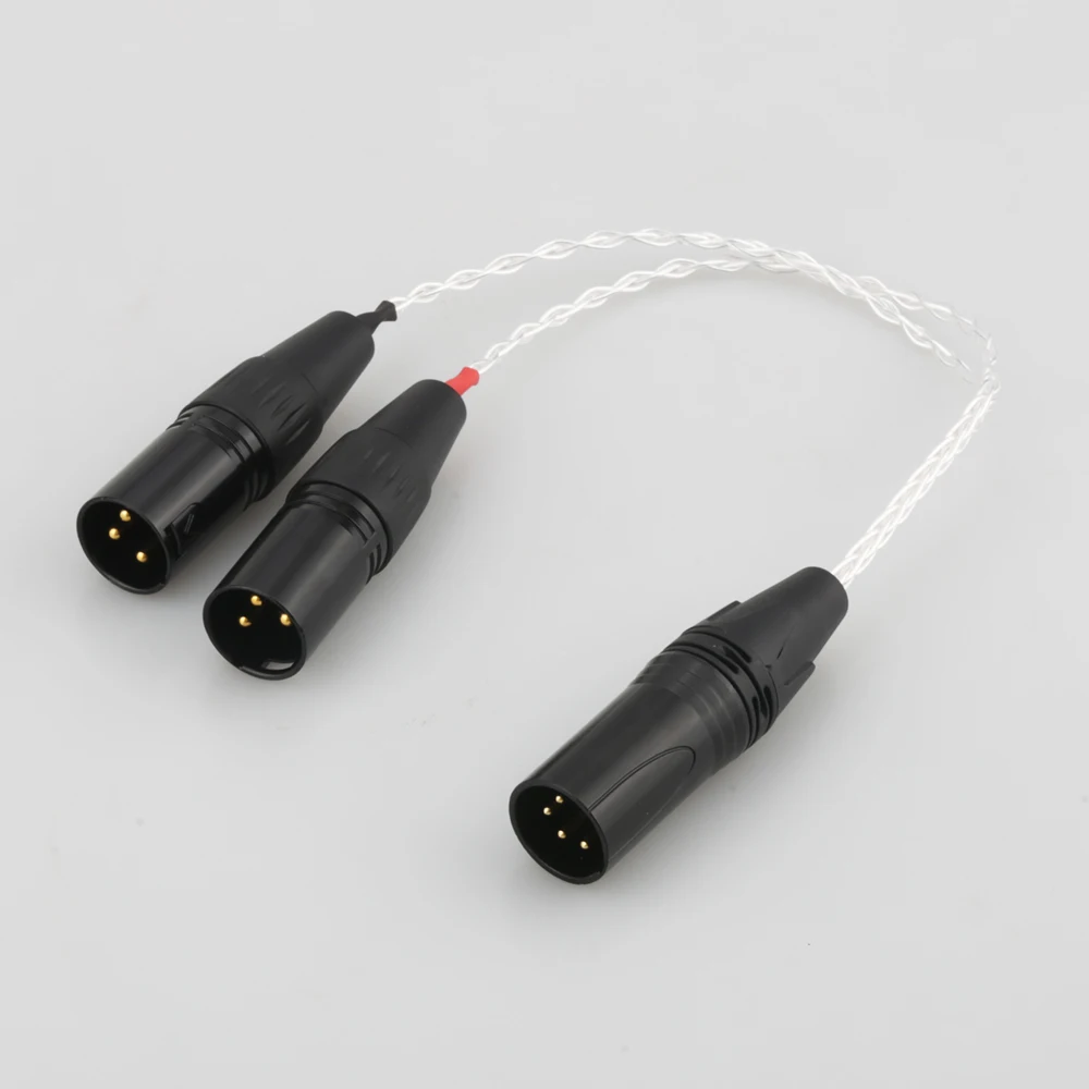 High Quality HIFI cable with 4 pin XLR Female to 2x 3 pin XLR Male Balanced Silver Plated Headphone Audio Adapter
