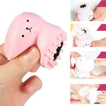 

2019 Pink Cute Facial Cleansing Exfoliator Cute Silica Gel Massage Deep Cleaning Face Brush Cleanser