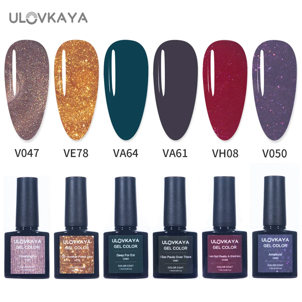 ULOVKAYA 7.3ml UV Gel Super Shiny Champagne Gold Red Nail Polish Soak Off Varnishes Semi-permanent For Art | Красота и здоровье