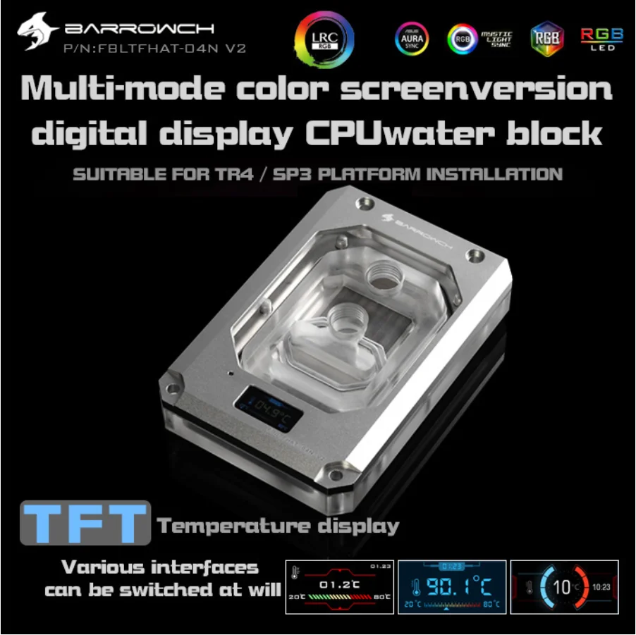 Deals  Barrowch FBLTFHAT-04N-V2 For AMD Ryzen Threadripper X399 Platform Blocks Digital Display Temperatur