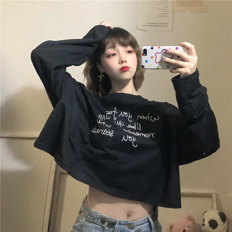 Корейский топ в готическом стиле harajuku с буквенным принтом Прямая поставка панк