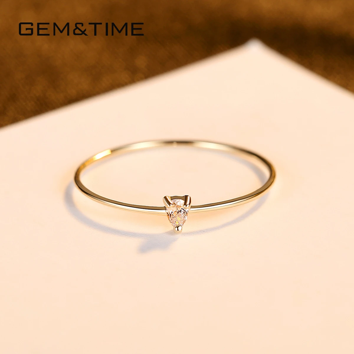 Gem&Time, элегантные кольца на палец с топазом, Настоящее золото 14 к, драгоценный камень, обручальное кольцо для женщин, желтое золото Au585, Anillos, хорошее ювелирное изделие R14144