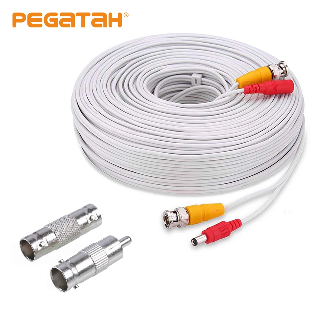 Cable de alimentación de vídeo BNC, Conector de 5M, 10M, 15M, 20M, 30M, 40M, 50M para sistema de seguridad de cámara CCTV AHD analógico, envío gratis