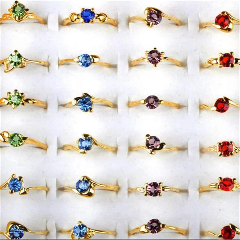 20pcs Mixed Colors Zircon Crystal Rhinestone Rings For Women zircon rings crystal rings