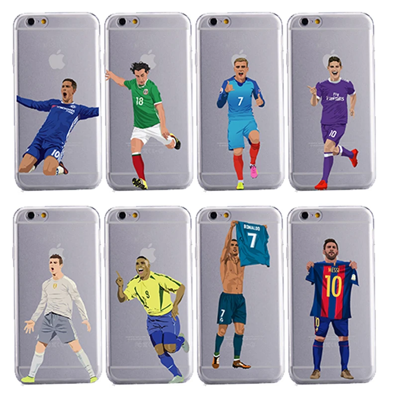 

Soft Silicon Back Cover Mobile Phone Cases Cartoon football players for iphone X XS MAX 5s se 6 7 8plus 6s XR