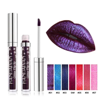

HANDAIYAN 7 Color Matte to Glitter Liquid Lipstick Long lasting Magical Color Shiny Lip gloss Shimmer Lip Tint Waterproof makeup