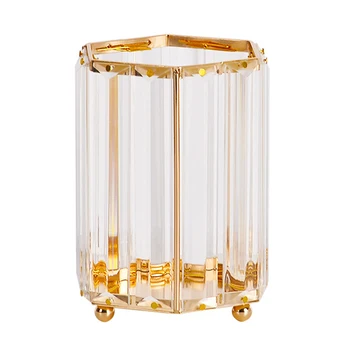 

Cosmetic Tool Vase Bucket Storage Tube Glass Makeup Brush Holder Fashion Home Decor Europe Desktop Organizer Container Portable