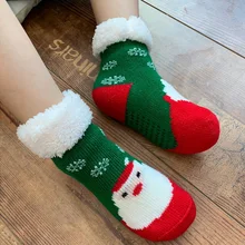 Толстые теплые носки с плюшевой подкладкой милые рождественские короткие носки для детей Зимние Вязаные Короткие носки с рождественским принтом детские носки для мальчиков и девочек
