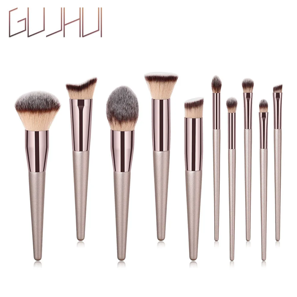 Luxury Champagne Makeup Brushes Set Foundation Cosmetic Eyebrow Eyeshadow Brush Makeup Brush Sets Tools brochas maquillaje W2