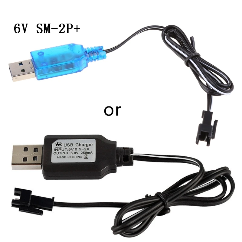 1Pc USB 6V 250mA NiMh/NiCd Battery USB Charger Packs SM 2P Electric Toy  Charger Cable New