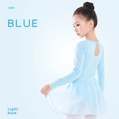 Blue Новое поступление; Детские Балетные гимнастические леотарды; платье для девочек с длинными рукавами; балетное танцевальное платье с юбкой; трико - Цвет: Blue