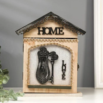 

Key holder wood 6 hooks "Key and keyhole" 26.5x19x6 cm