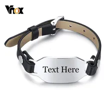 Vnox,, мужские браслеты из натуральной кожи с гравировкой, регулируемый размер