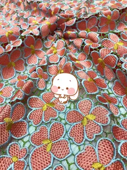 

new arrival multi color embroidery water saluble lace fabric with nice pattern JOY-3213 lace fabric for fashion dress of ladies