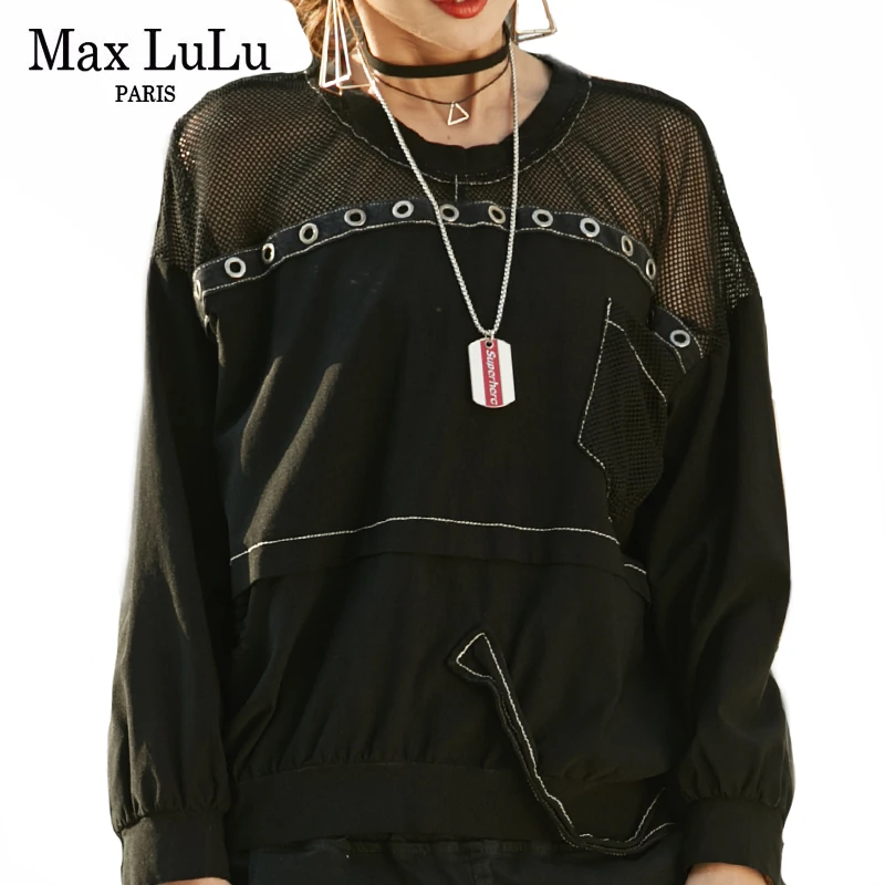 Max LuLu модные корейские женские панк блузки сексуальные кружевные весенние