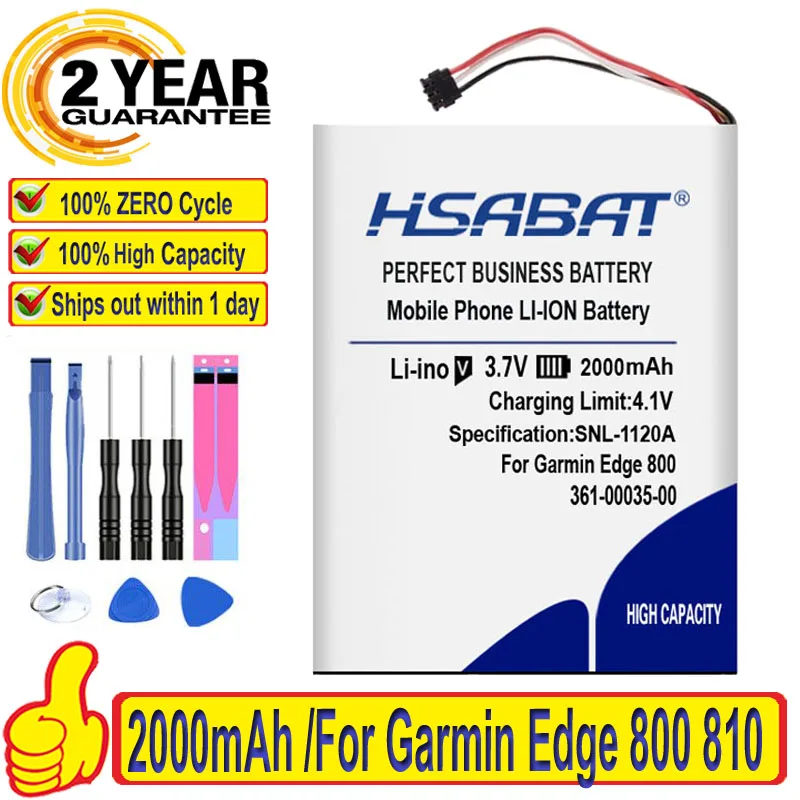 100% Оригинальный HSABAT 2000 мАч 361 00035 00 Аккумулятор для Garmin Edge 800 810|Аккумуляторы
