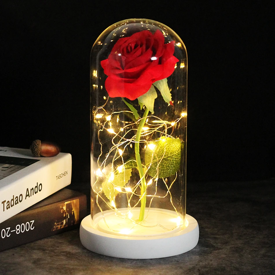 Beauty And The Beast Rose Led Enchanted Galaxy Rose Eternal Flower Lights In Dome For Christmas Mother S Valentine S Day Gift Artificial Dried Flowers Aliexpress