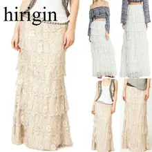 Hirigin модные лето-осень Винтаж юбки женские эластичные Высокая Талия Тюль Юбка из сетчатой ткани, удлиненные, плиссированные, семейный образ, юбка-пачка женский
