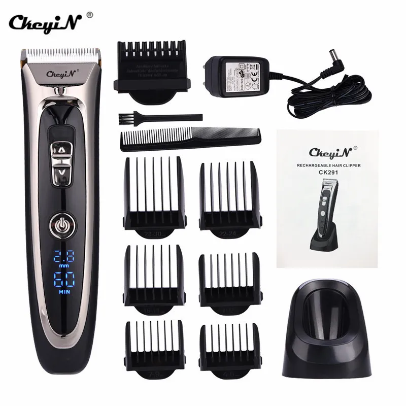 Professional Electric Hair Clipper Cordless Hair Trimmer Quick Charge Barbershop LED Display Hair Cutting Machine 6 Guide Combs