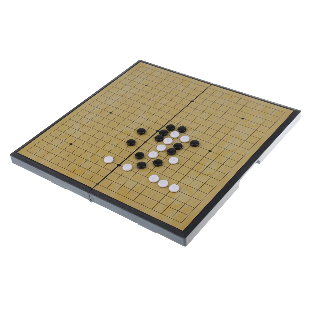 Foldable Game of Go Board Game WeiQi Chessboard Full Set 28.5x28.5cm Resin