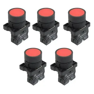 

5 x 22mm 1 NC N/C Red Sign Momentary Push Button Switch 600V 10A ZB2-EA42