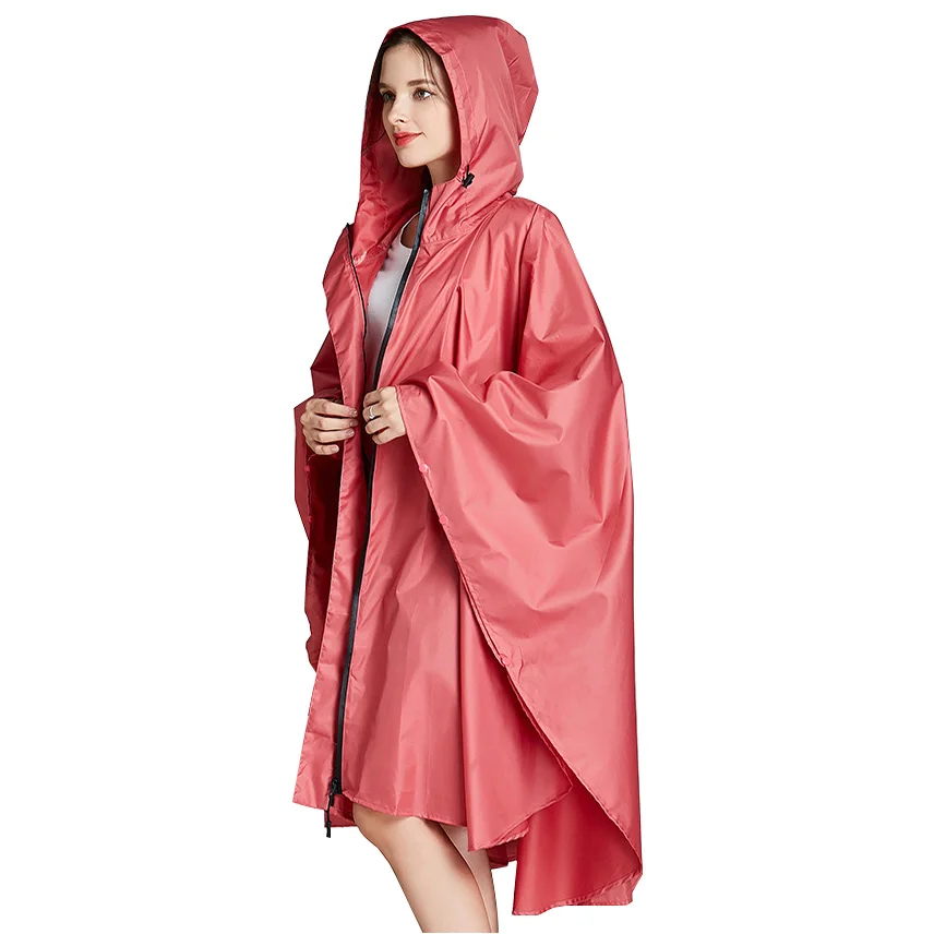 

YUDING 1PC Six plain colors good quality adult waterproof men hooded rain coat cape women trench rainwear poncho with handbag