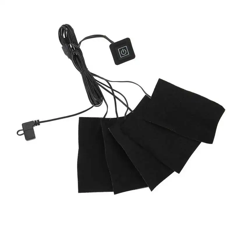 USB Electric Clothes Five Heater Pads Heating Adjustable Temperature Warmer Tool Winter Outdoor Thermal Vest Pad