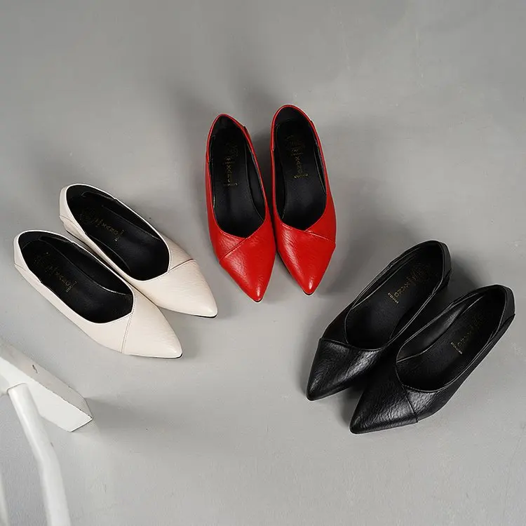 

2019 Autumn & Winter New Style Pointed Shoes Soft Pu Semi-high Heeled Wear-Resistant-