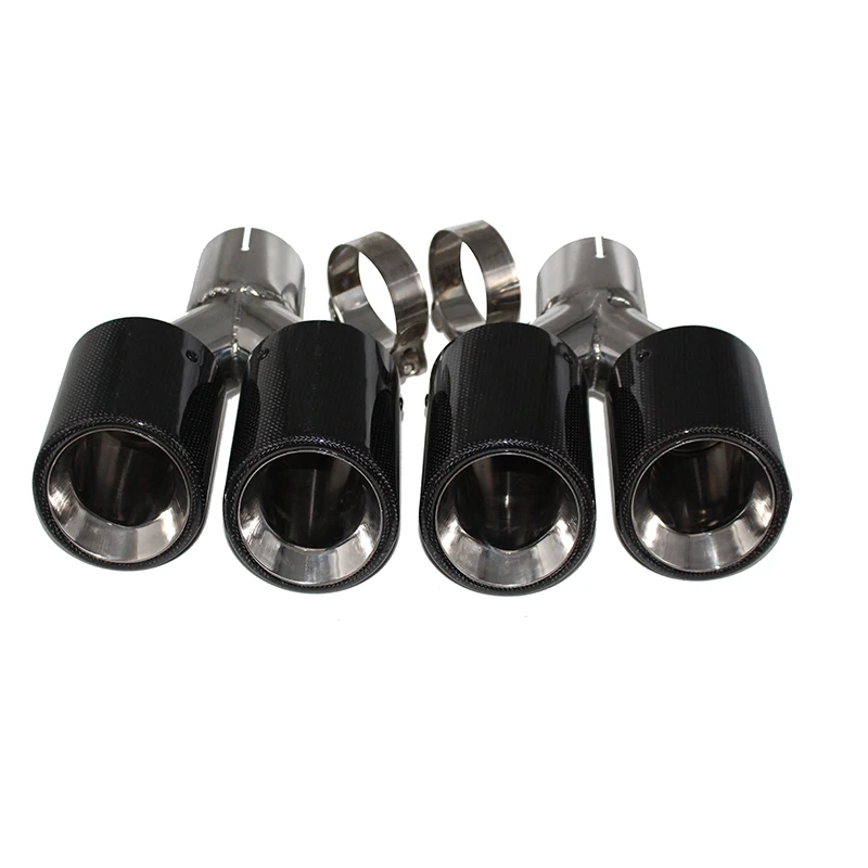 1pcs Car exhaust pipe silencer tail throat Y-shaped carbon fiber bright double outlet 304 stainless steel flared tail thro SZ012