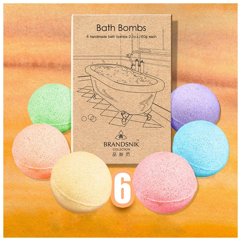 6PCS Bath Bombs Spa Bomb Fizzy Natural Handmade Sea Salt Lavender Bath Bomb Kit For Moisturizing 2