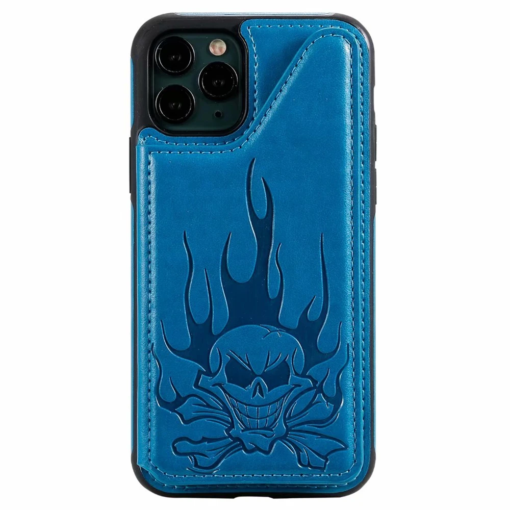 Cartoon skull Leather Case for iphone SE 2020 XR 7 8 6 6S Plus X XR XS 11 Pro Max Wallet Flip Multi Card Holder Case Cover Coque