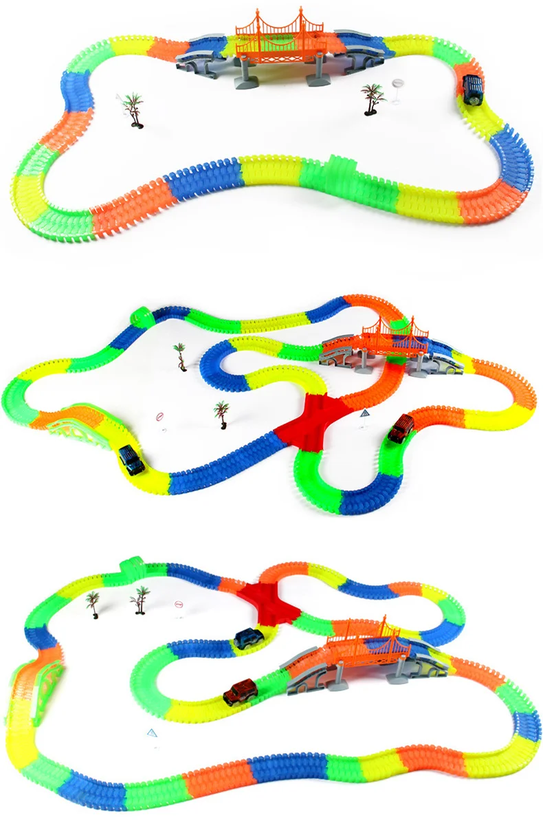 Glow in the Dark Cars Track Road Sigh DIY Puzzle Educational Toys For Children New Year Chirstmas Birthday Gift (13)