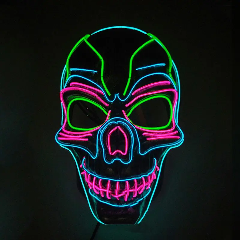 

Halloween Scary Mask EL Wire Light Up Mask Halloween Cosplay Lighting Costume Mask For Halloween Parties Decor