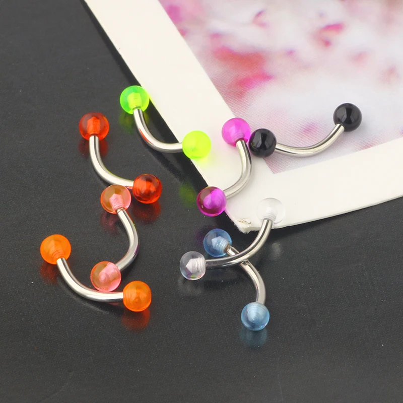 Eyebrow Rings 16g Curved Barbell Eyebrow Piercing Acrylic Stainless Steel Daith Rook Earring Piercing Body Jewlery 8mm Wholesale