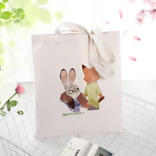 Zootopia последовательный Холст сумка ежедневного использования текст DIY пользовательский принт логотип экологический многоразовый сумка перерабатываемая сумка для покупок