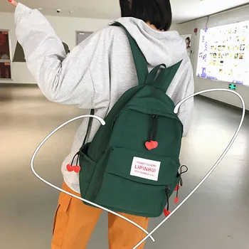 

High Quality Oxford Heart Pendant Green Backpack Korean Style Students Travel Bag Girls School Bag Women Cute Backpack