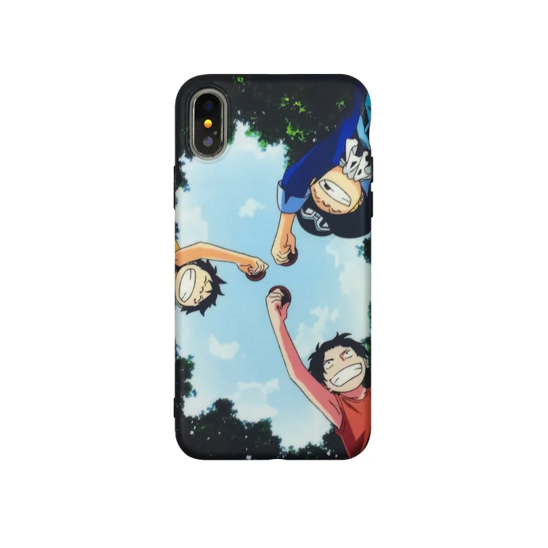 For iphone 8 case silicone cover Cartoon One Piece Luffy Sabo ace Phone Case for coque iPhone 7 7 Plus 6 8 Plus X XR XS MAX Case