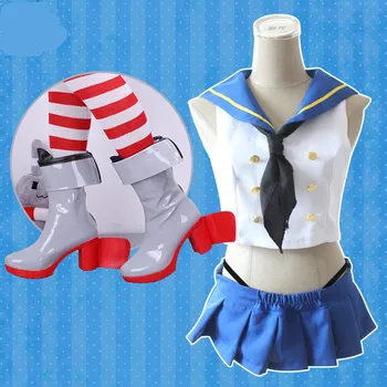 

Anime Kantai Collection Shimakaze Uniforms for women sailor suit school uniform boots shoes set Cosplay Costume