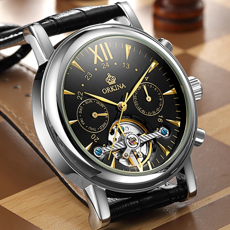 Часы наручные ORKINA Мужские автоматические Классические брендовые механические с